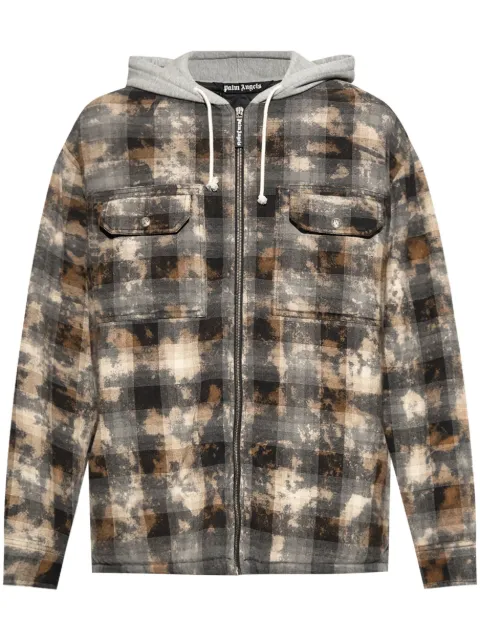 Palm Angels check-pattern shirt jacket Brown PMES038S25FAB0010903
