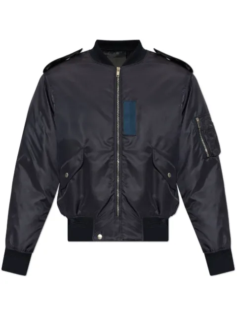 Givenchy logo-embroidered bomber jacket Blue BM01AZ14JD
