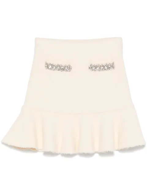 Self-Portrait crystal-embellished mini skirt Neutrals RS25130SKC