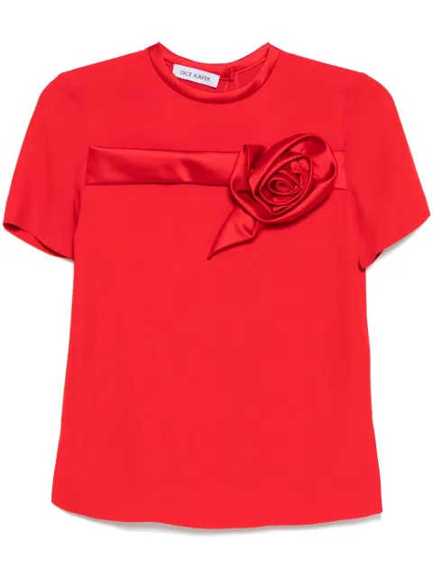 Dice Kayek rose embroidered t-shirt Red C671