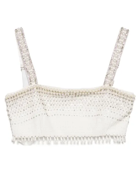 Elisabetta Franchi pearl trimmed cropped vest White RT02J