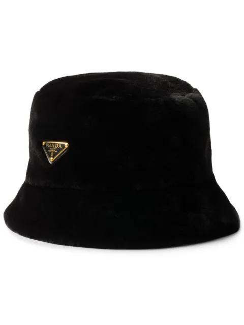 Prada enamel triangle-logo bucket hat Black 1HC137158P