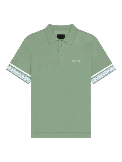 Givenchy patterned-cuff polo shirt Green BM71KR3YN5331