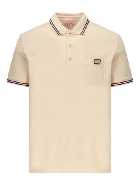 Valentino Garavani cotton piqué polo shirt with VLogo patch Neutrals VMH01KAQJ