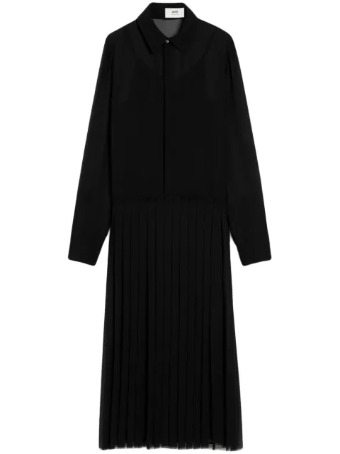 AMI Paris pleated maxi dress Black E25FDR262PL0027