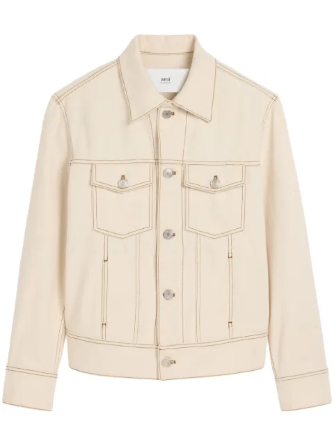 AMI Paris cotton trucker jacket Neutrals E25FJK247DE0039