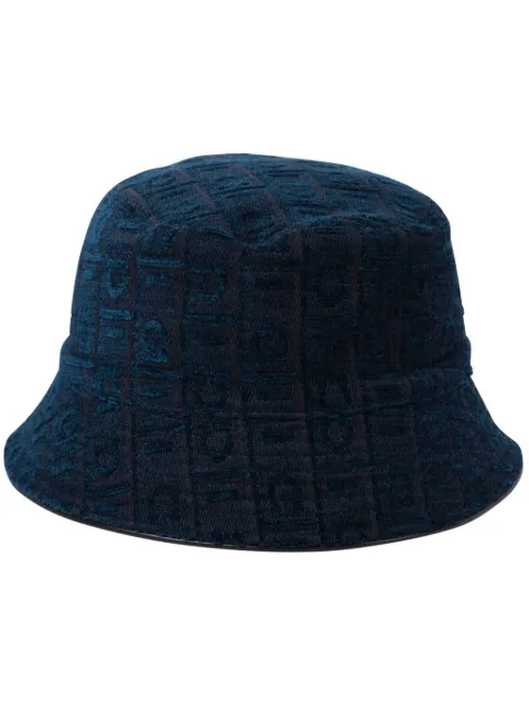 Ferragamo logo velvet bucket hat Blue 780656