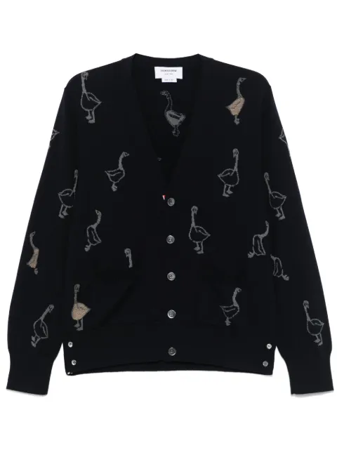 Thom Browne intarsia-knit virgin wool cardigan Blue MKC599AY1051