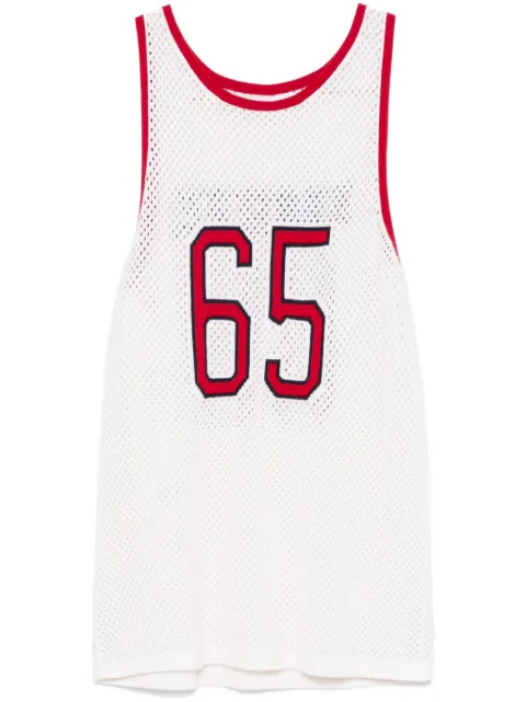 Thom Browne intarsia cashmere mesh basketball jersey White MKA561AY2001