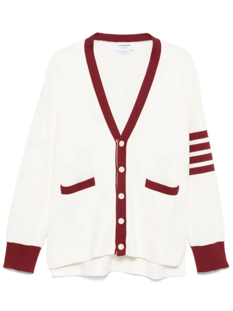 Thom Browne 4-Bar stripe cotton cardigan White MKC592AY3043