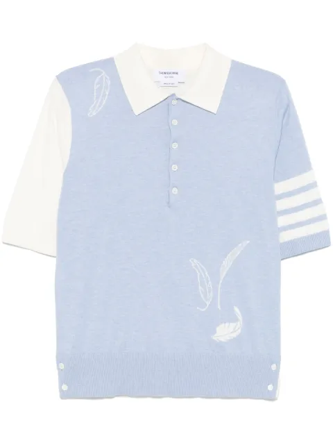 Thom Browne 4-Bar stripe cotton polo shirt Blue MKP145FY3039