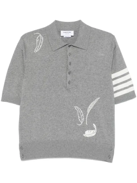 Thom Browne feather intarsia 4-Bar polo Grey MKP145AY3039