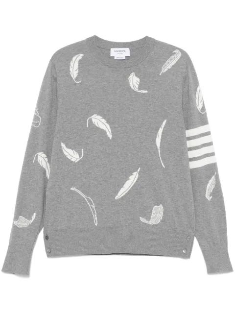 Thom Browne feather-intarsia cotton sweater Grey MKA556AY3039