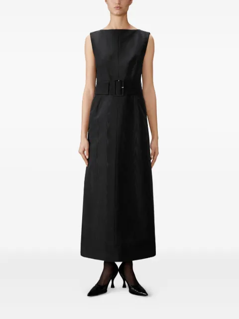 Thom Browne silk moire boat neck column dress Black FDSF30N03948