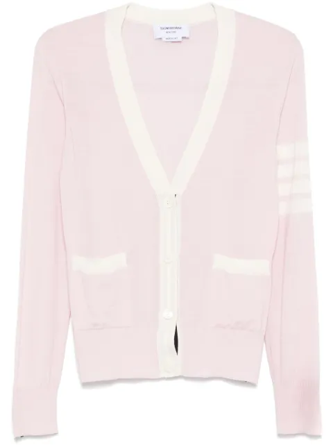 Thom Browne fine merino wool 4-Bar relaxed fit V-neck cardigan Pink FKC334BY1014