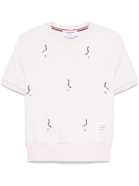 Thom Browne geese-embroidered cotton T-shirt Pink FJS216EJ0055