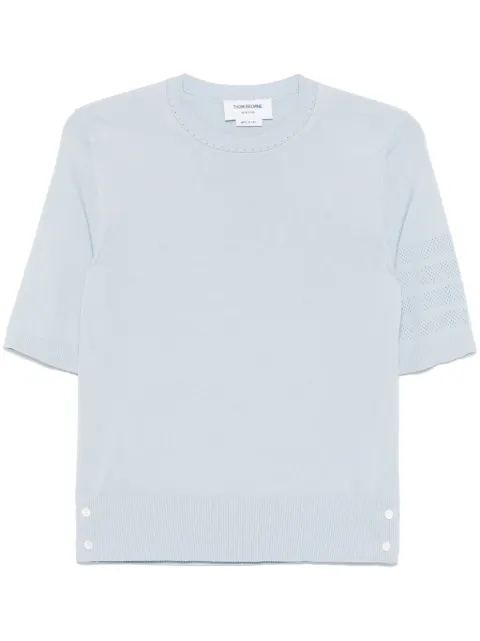 Thom Browne jersey stitch pointelle 4-Bar tee Blue FKA498AY3036