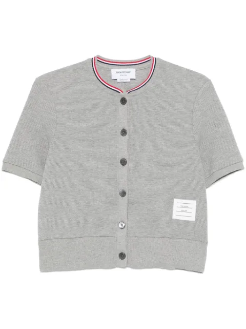 Thom Browne RWB-stripe waffle-knit cardigan Grey FJT390AJ0216