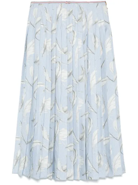 Thom Browne feather-print silk midi skirt Blue FGCA22UF0941
