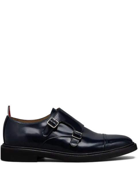 Thom Browne soft spazzolato oxford double monkstrap shoes Blue MFG018CL0043