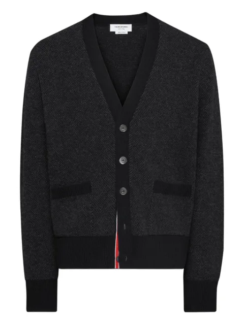 Thom Browne merino wool intarsia V-neck cardigan Grey MKC607BY1029