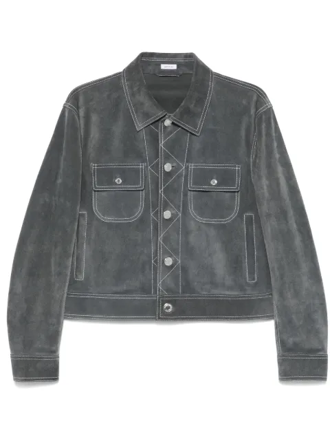 Thom Browne contrast-stitch suede jacket Grey MJO243XL0138