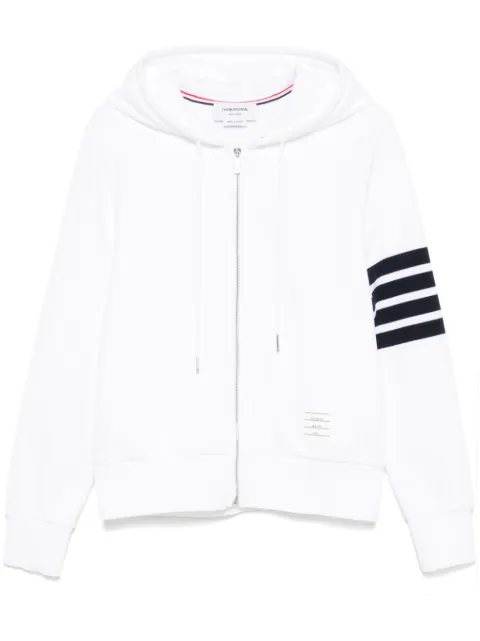 Thom Browne 4-Bar stripe zipped hoodie White MJT533A00535
