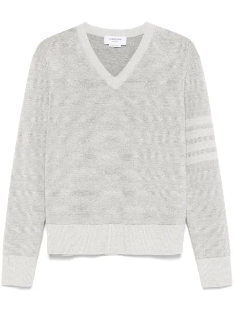Thom Browne 4-Bar stripe V-neck sweater Grey MKA557AY6011