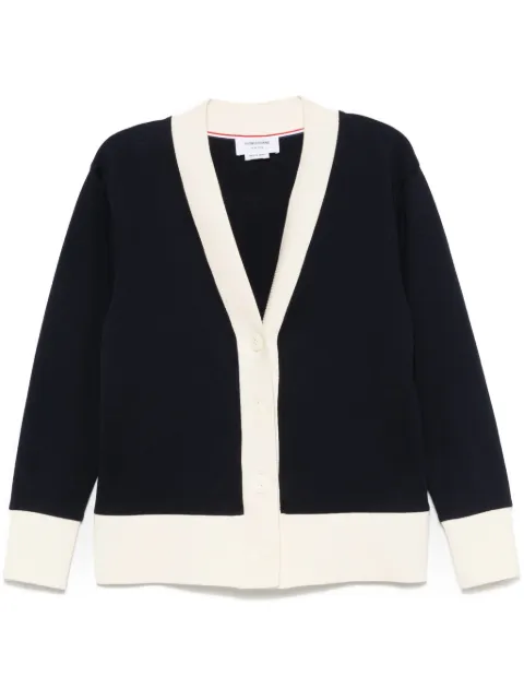 Thom Browne contrasting-trim V-neck cardigan Blue FJT395AJ0223