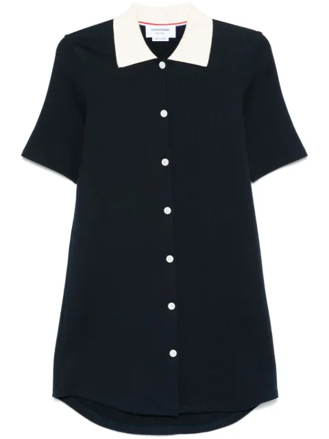 Thom Browne solid double face knit polo dress Blue FJD129AJ0223