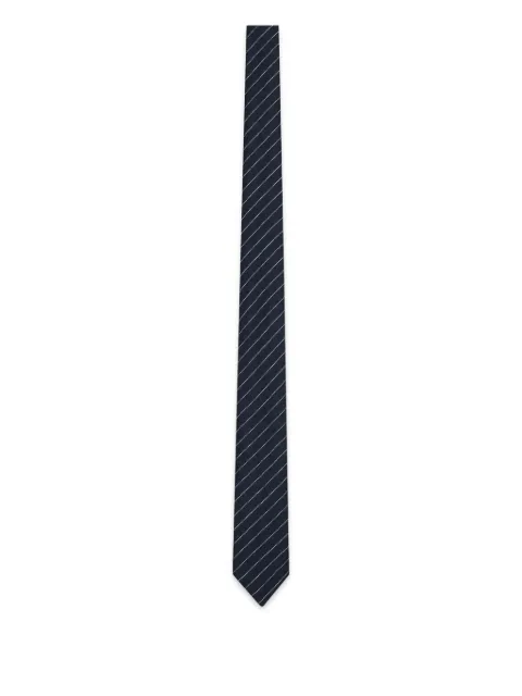 Thom Browne pinstripe high-twist wool short tie Blue FNL029AF0932