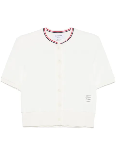 Thom Browne short-sleeve RWB-stripe cardigan White FJT390AJ0216
