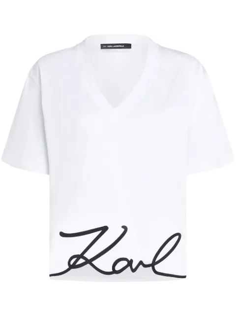Karl Lagerfeld Signature V-neck T-shirt White A2W17104100