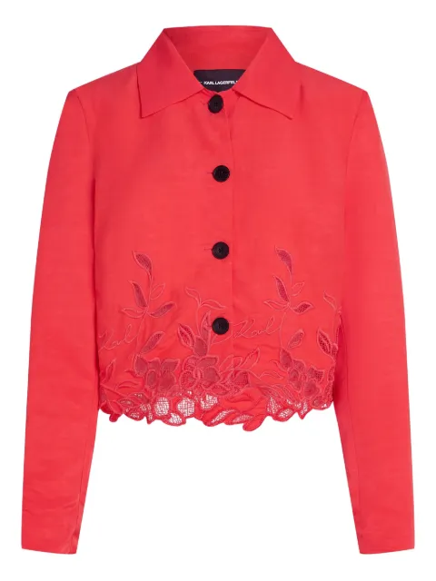 Karl Lagerfeld embroidered cropped jacket Red A2W140081LF