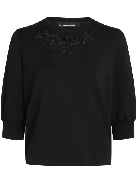 Karl Lagerfeld orchid-embroidered sweatshirt Black A2W20040999