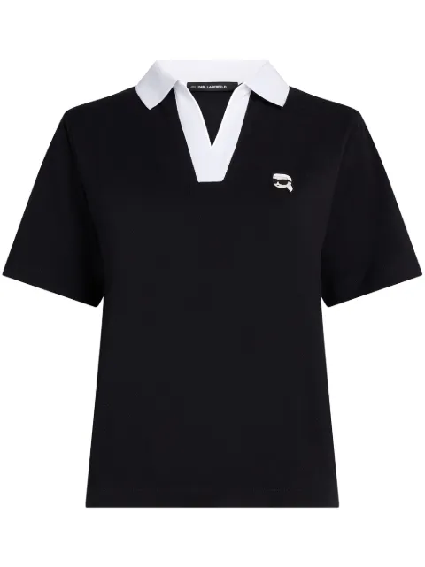 Karl Lagerfeld logo-patch polo top Black A2W17111999