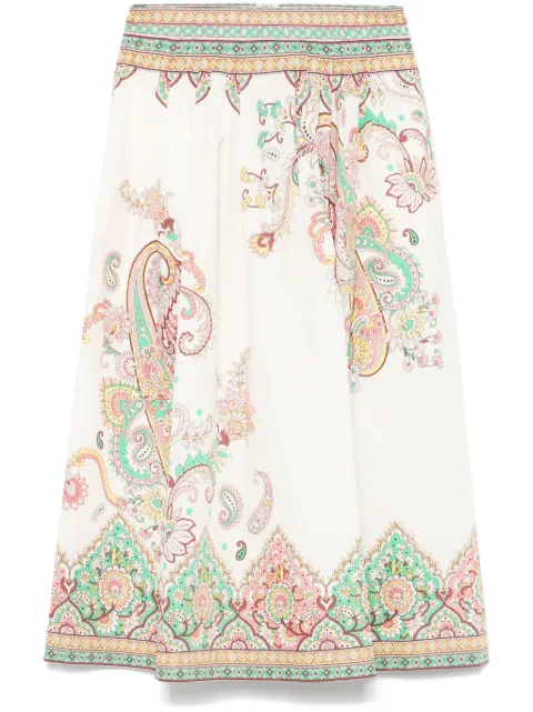 ETRO printed cotton midi skirt Neutrals WRFA011299SP5B8