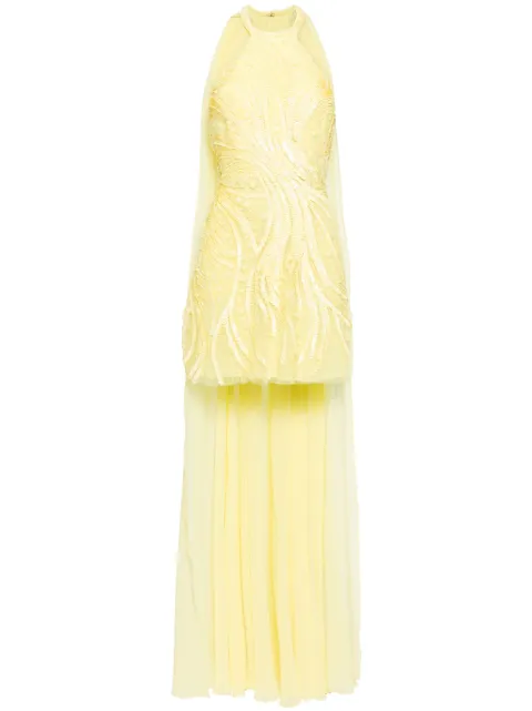 Elie Saab sequinned mini dress Yellow D0174N
