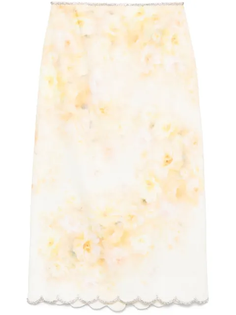 ZIMMERMANN Crush scalloped midi skirt Yellow 2163SR251