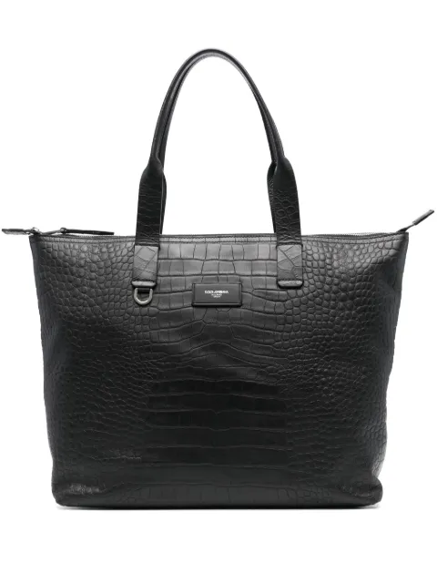 Dolce & Gabbana crocodile-embossed leather tote bag Black BM2375AS422