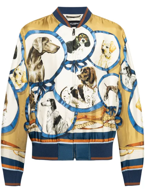 Dolce & Gabbana graphic-print bomber jacket Yellow G9PD5THI1VU