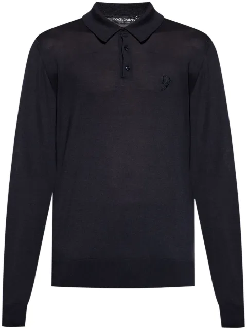 Dolce & Gabbana silk polo shirt Blue GXZ25ZJBSK3