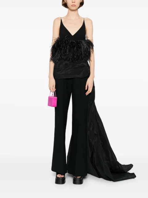 Isabel Sanchis taffeta draped high waisted flare pants Black 83KENSHIN