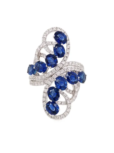HYT Jewelry 18K white gold sapphire and diamond ring Silver R489HR