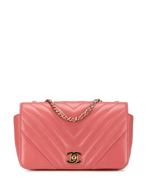 CHANEL Pre-Owned 2019 Mini Chevron Calfskin Statement Flap crossbody bag Pink A55CDE2S8I9OM59A
