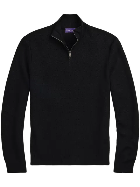 Ralph Lauren Purple Label half-zip wool jumper Black 790965745001