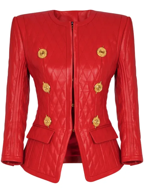 Balmain quilted leather jacket Red EF1SK725LD01