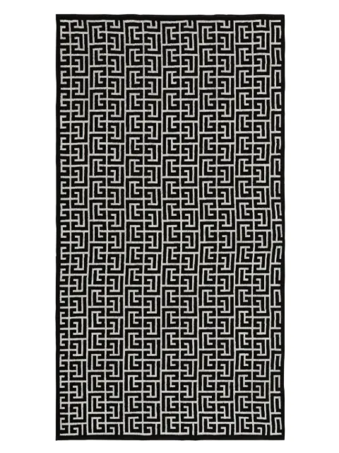 Balmain PB Labyrinth-print beach towel Black BWP001630104