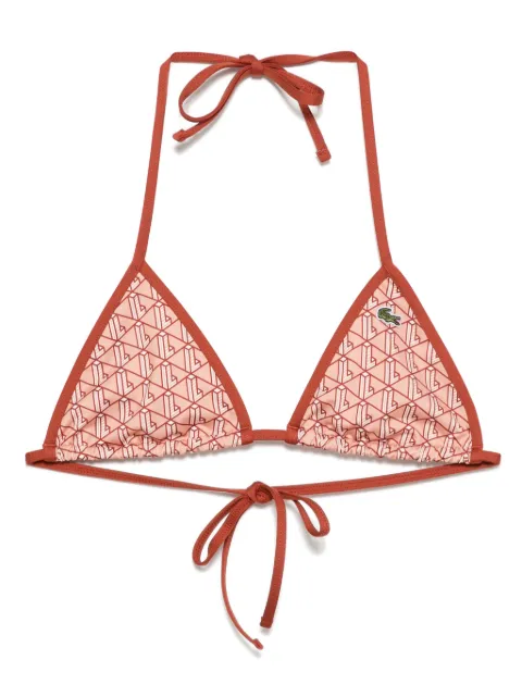 Lacoste monogram-print bikini top Brown MF9588