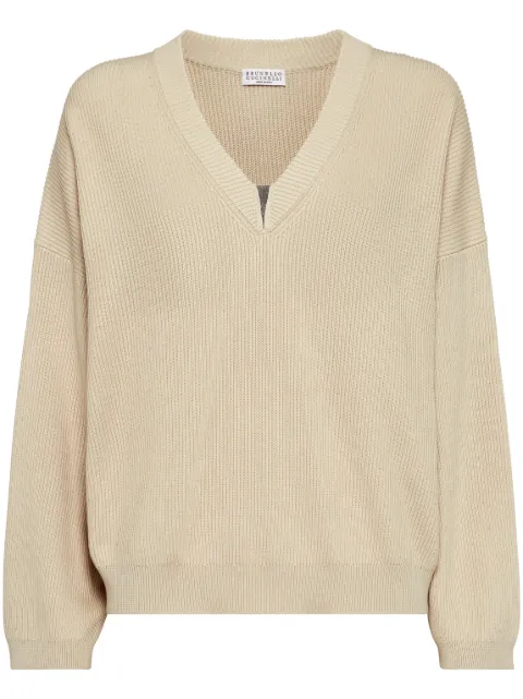 Brunello Cucinelli Monili-embellished sweater Neutrals M19255002C9733